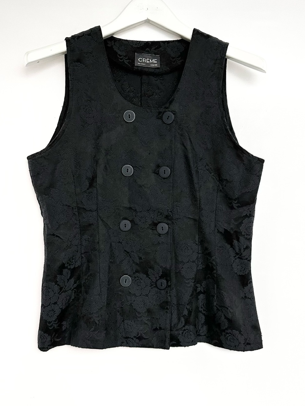 CRÈME vest black floral jacquard
